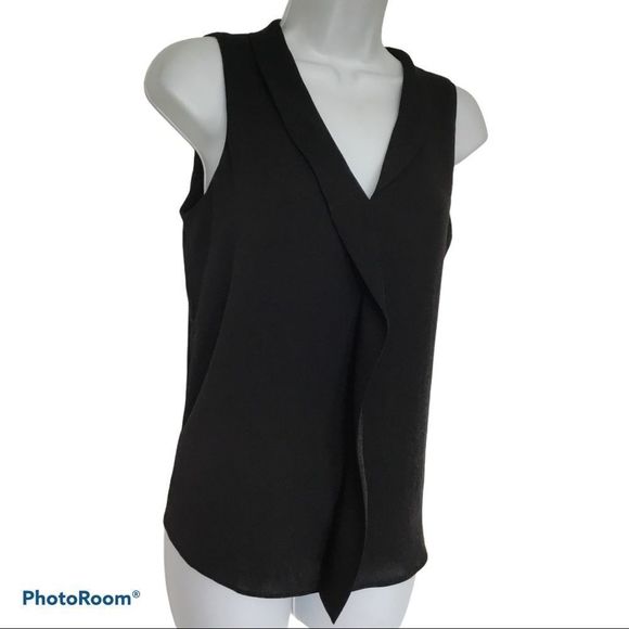 WHBM Women’s Silk Feel Single Ruffle Sleeveless Career Evening Blouse Sz XS NEW - Picture 9 of 9